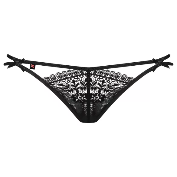 Obsessive Intensa - Doppelt geschnürter Spitzen-Tanga (schwarz) - L/XL