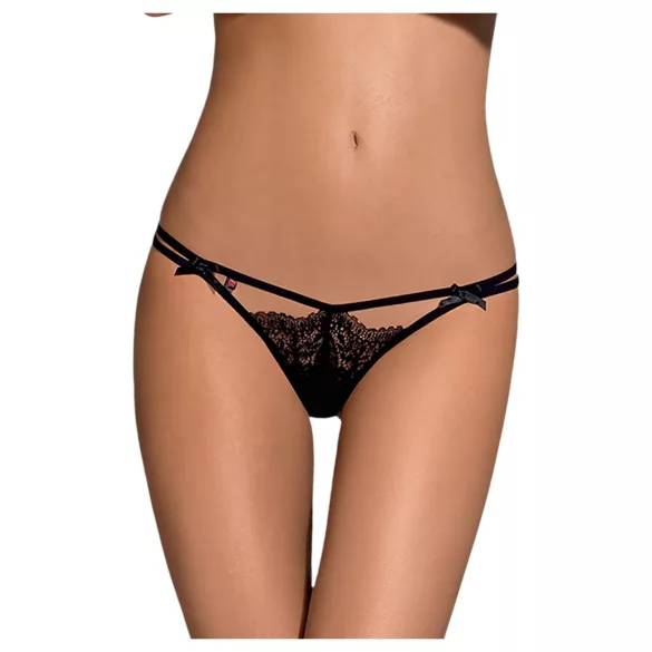 Obsessive Intensa - Doppelt geschnürter Spitzen-Tanga (schwarz) - L/XL