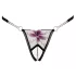 Cottelli - Luxus, bestickter Lilien-Tanga (schwarz-weiß) - M/L