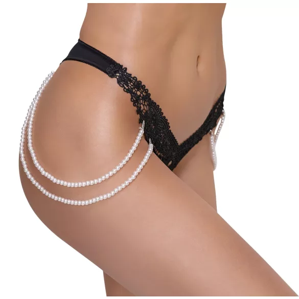 Cottelli - Luxus Perlenstickerei Tanga (schwarz)