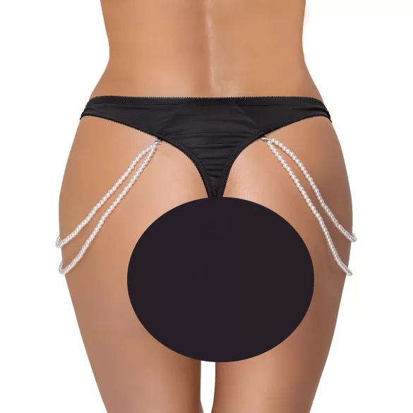 Cottelli - Luxus Perlenstickerei Tanga (schwarz)