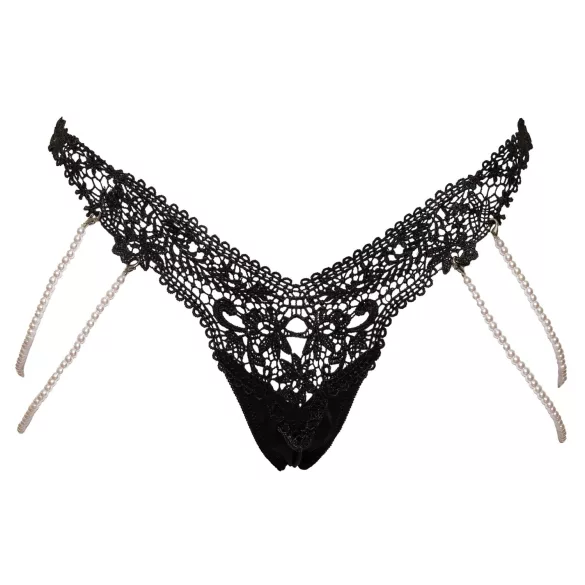 Cottelli - Luxus Perlenstickerei Tanga (schwarz)