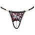Cottelli - luxuriöser, rosé-perlenbesetzter String (schwarz) - M/L