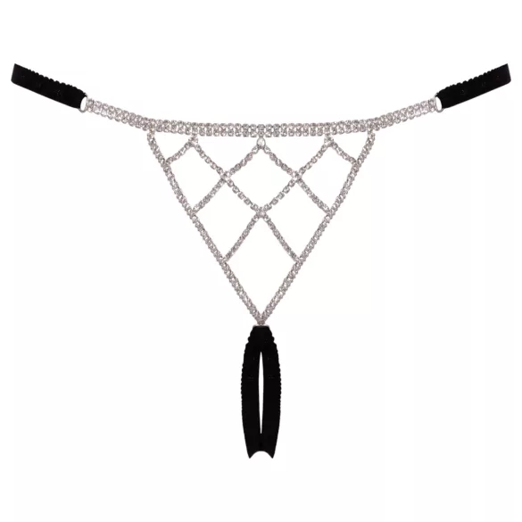 Cottelli - Offener Stringtanga mit Silberverzierung - Schwarz (S-L)