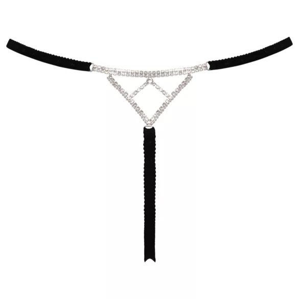 Cottelli - Offener Stringtanga mit Silberverzierung - Schwarz (S-L)