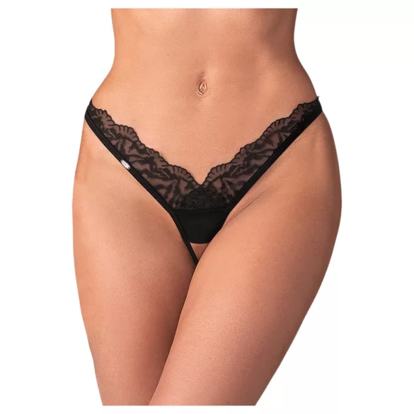 Obsessive - Transparenter Spitzen-Tanga (Schwarz) - 2XL/3XL