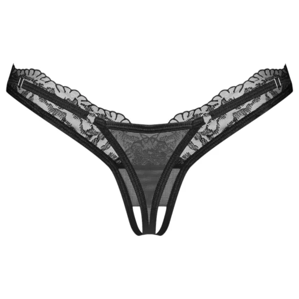 Obsessive - Transparenter Spitzen-Tanga (Schwarz) - 2XL/3XL