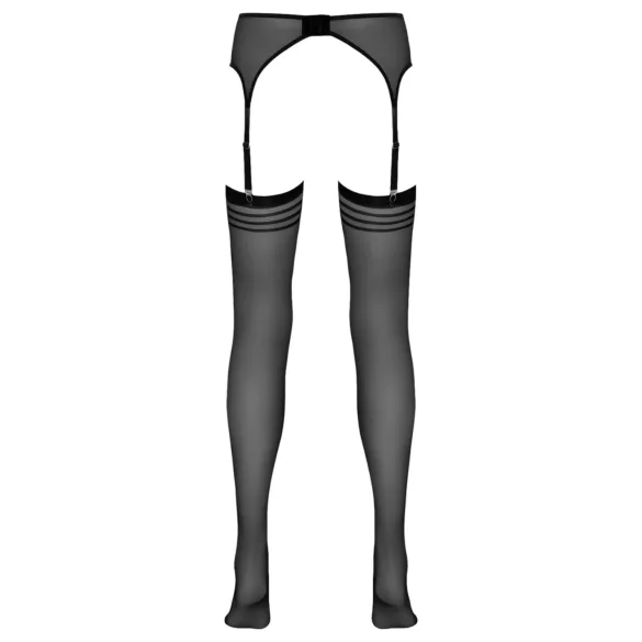 NO:XQSE - Gestreifte Strümpfe mit Strumpfhalter (Schwarz) - L/XL