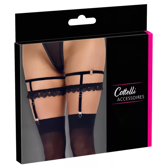 Cottelli - Verzierter Strumpfhaltergurt (schwarz) - L/XL