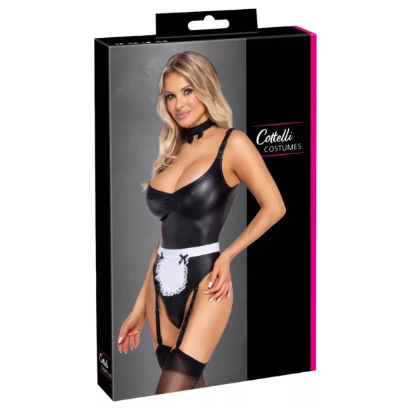 Cottelli - Dienstmädchen-Body mit Schürze (schwarz) - M