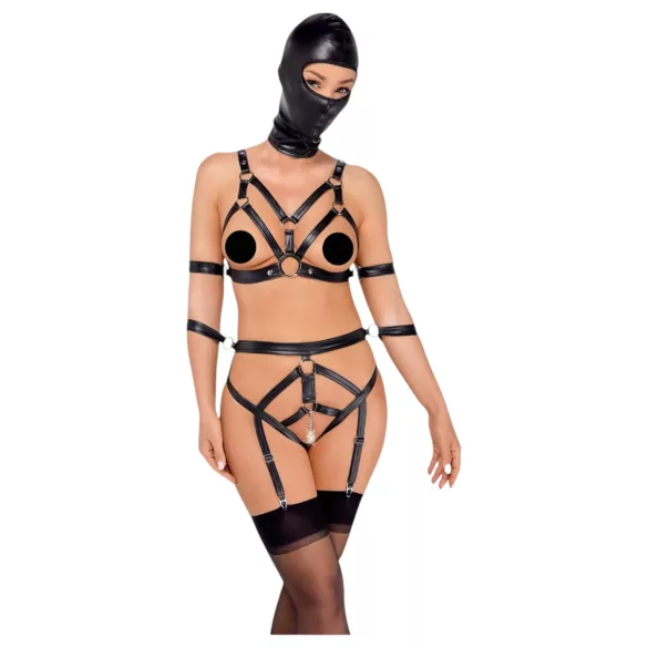 Bad Kitty - Körpergeschirr Set und Maske (schwarz) - S