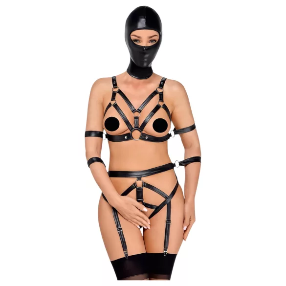 Bad Kitty - Körpergeschirr Set und Maske (schwarz) - S