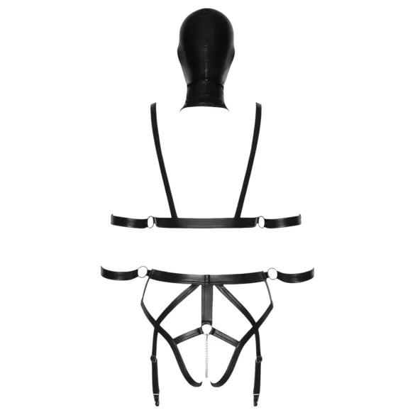 Bad Kitty - Körpergeschirr Set und Maske (schwarz) - M