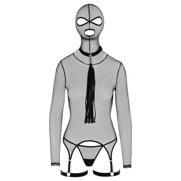 Bad Kitty - BDSM durchsichtiges Netz-Set mit Peitsche (schwarz) - M