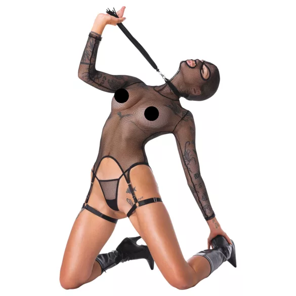 Bad Kitty - BDSM durchsichtiges Netz-Set mit Peitsche (schwarz) - M