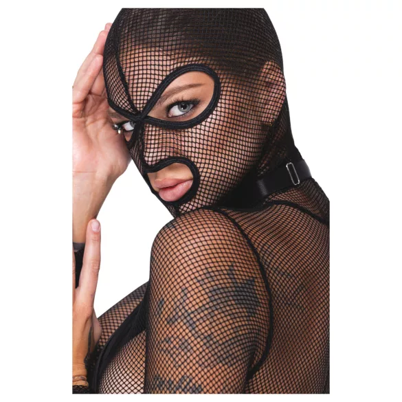 Bad Kitty - BDSM Transparentes Netz-Set mit Peitsche (Schwarz) - L