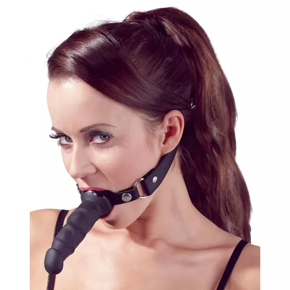 Fetisch - Mundknebel mit Dildo (schwarz)
