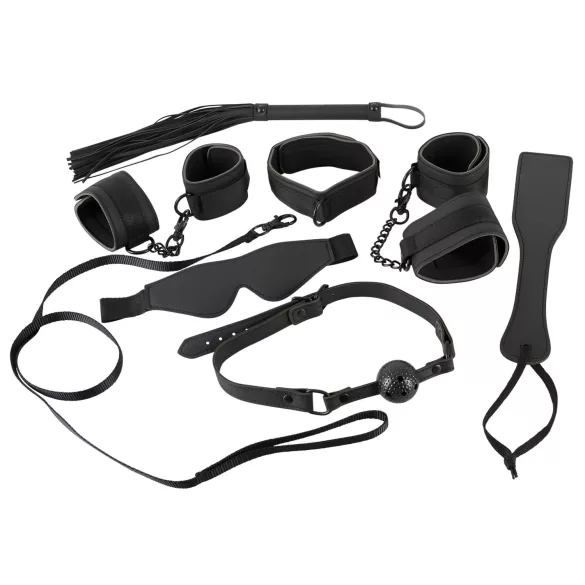 Bad Kitty - Kunstleder Bondage Set mit Klettverschluss (8-teilig) - Schwarz