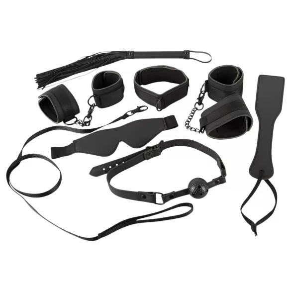Bad Kitty - Kunstleder Bondage Set mit Klettverschluss (8-teilig) - Schwarz