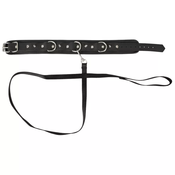 Vegan Fetish - Nietenhalsband und Leine (schwarz)
