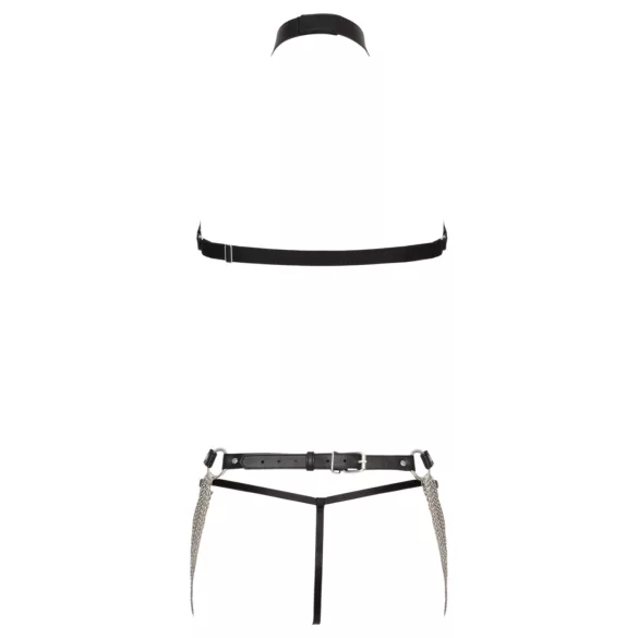 Bad Kitty - 3-teiliges schwarzes Harness-Set mit Brust- und Hüftgurt (S-L)
