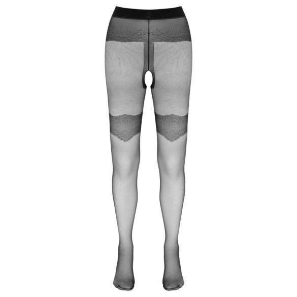 Cottelli - exklusive gemusterte, offene Strümpfe (schwarz) - 4