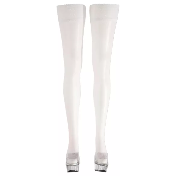 Cottelli - Satin Halterlose Strümpfe (weiß) - 2/M