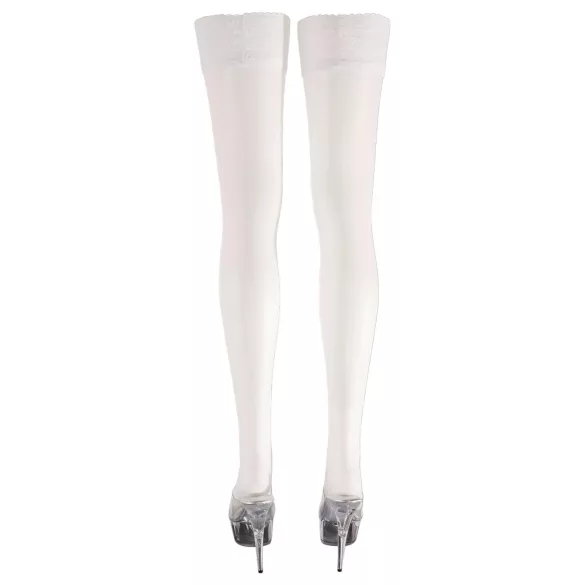 Cottelli - Satin Halterlose Strümpfe (weiß) - 3/M-L