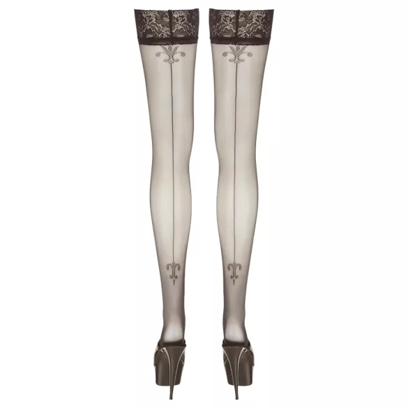 Cottelli - Lilienmuster, gestreifte Strümpfe (schwarz) - 3