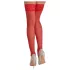 Cottelli - Spitze Strümpfe mit Blumenmuster (rot) - 5/XL