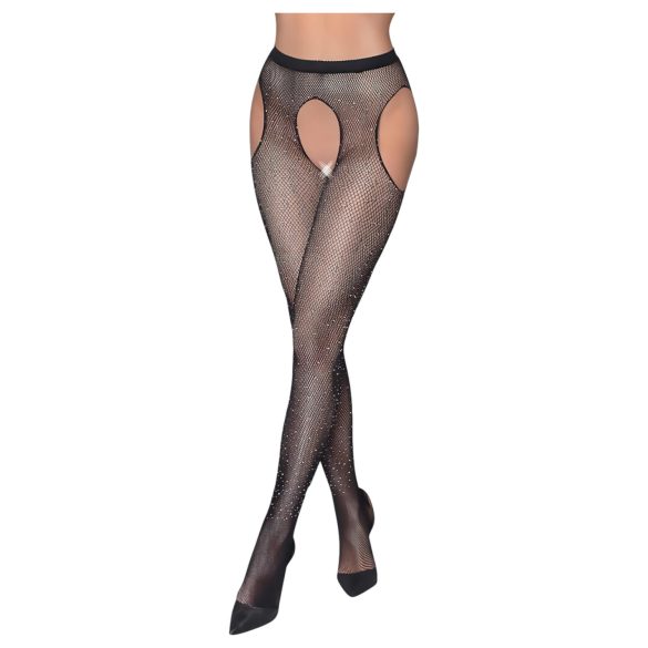 Cottelli Legwear - Offene, glänzende Strümpfe - Schwarz (S-L)