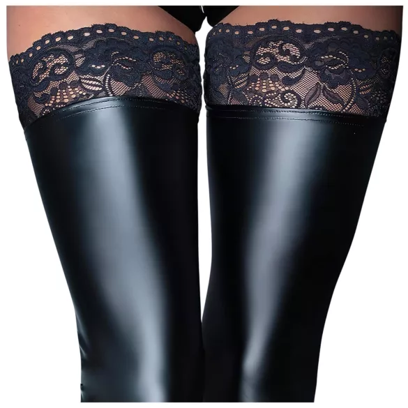 Noir - Spitze glänzende Halterlose (schwarz) - M