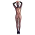 Cottelli Fantasy - schwarze Netz-Catsuit mit Maske und offenem Schritt (S-L)