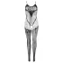 Cottelli Fantasy - Schwarzer Netzcatsuit mit Strapsen und offenem Schritt (S-L)