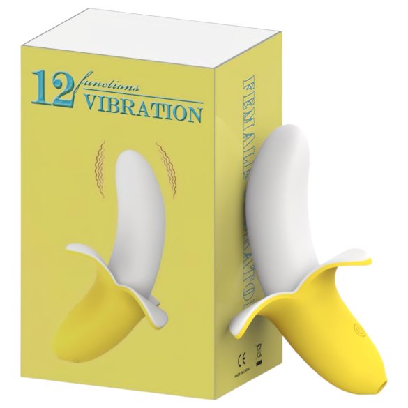Lonely - Akku, wasserdichter Bananen-Vibrator (gelb-weiß)