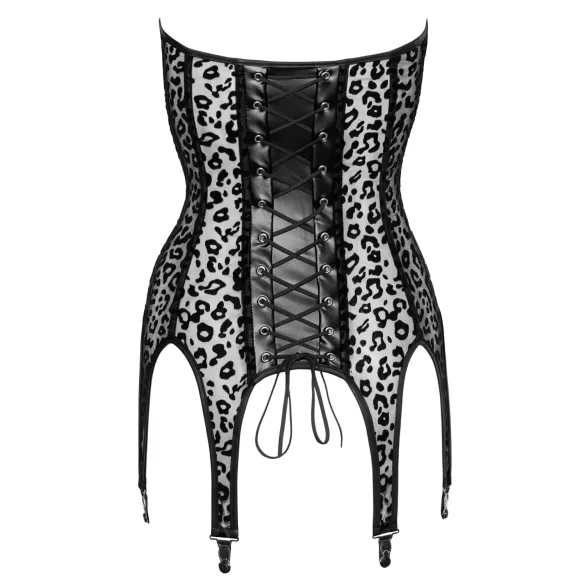 Noir - Leopardenmuster-Strapsoberteil (Schwarz)
