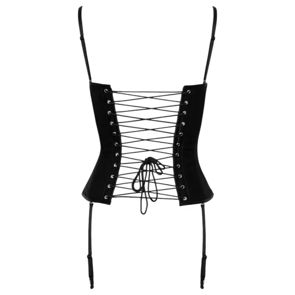 Cottelli Party - Satin-Korsett mit Strapshaltern (schwarz)