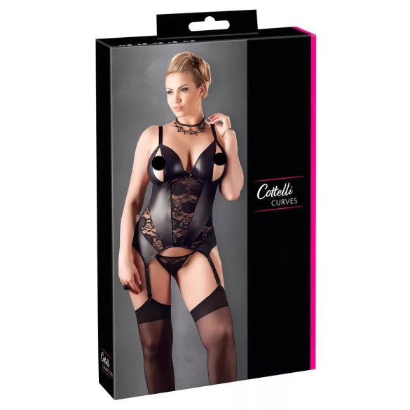 Cottelli - Feminines Blumenoberteil für Kurven (Schwarz) - XXXL