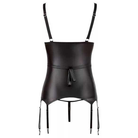 Cottelli Bondage - glänzendes Push-up-Top mit Fessel (schwarz)