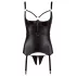 Cottelli Bondage - glänzendes Push-up-Top mit Fessel (schwarz)