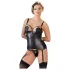 Cottelli Bondage - glänzendes Push-up-Top mit Fessel (schwarz) - XL