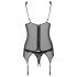 Obsessive Emperita - Fein besticktes Top und String (Schwarz) - L/XL