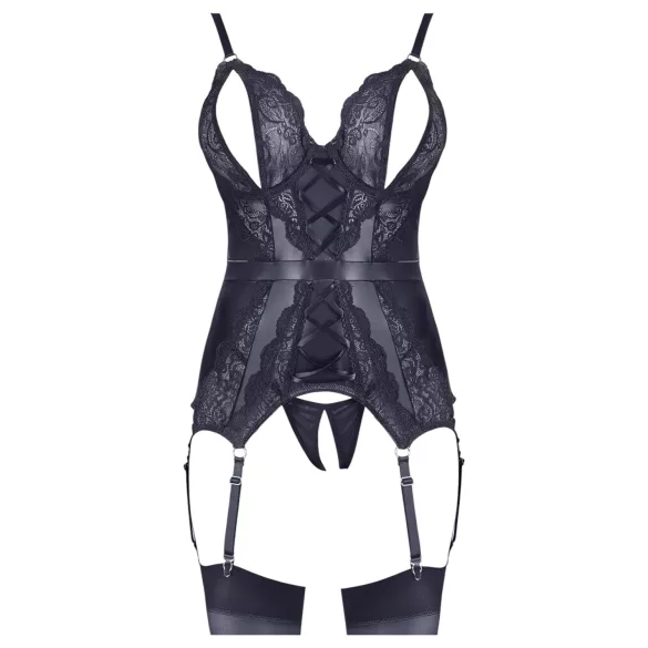 Cottelli - Spitze Offenes Oberteil & Tanga (schwarz) - M