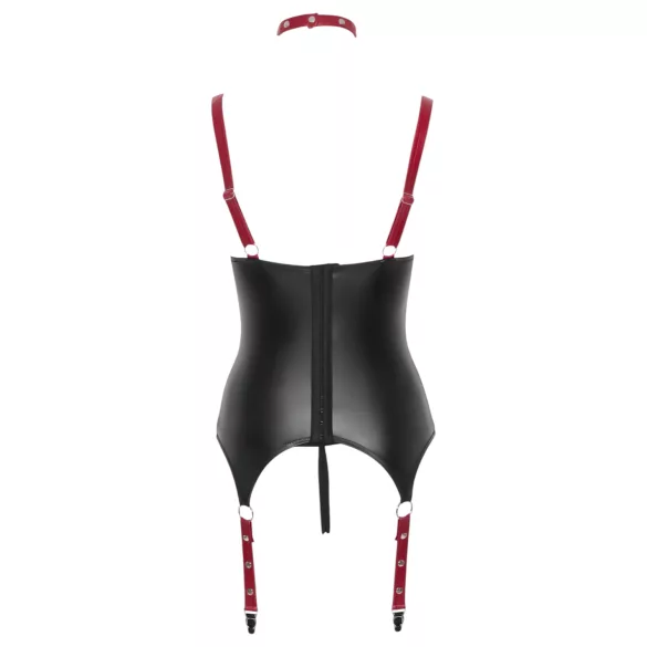 Cottelli Bondage - Glänzendes Hebe-Top mit Halsband (schwarz) - M