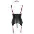 Cottelli Bondage - Glänzendes Hebe-Top mit Halsband (schwarz) - M