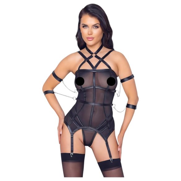 Cottelli Bondage - Oberteil mit Fessel und String (schwarz)