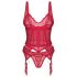 Obsessive Cupide Desir - Transparenter Spitzen-Set (Rot) - L/XL