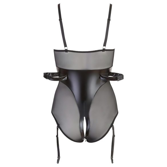 Cottelli Bondage - glänzender Body mit Handschellen (schwarz) - L