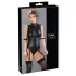 Cottelli Bondage - Ärmeloser, glänzender Body & Armfessel (Schwarz) - M
