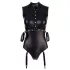 Cottelli Bondage - Ärmeloser, glänzender Body & Armfessel (Schwarz) - L